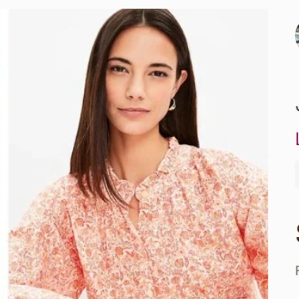 LOFT Jungle Ruffle Neck Poet Blouse Size Medium - Picture 4 of 12